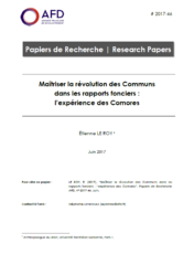Maîtriser la révolution des Communs dans les rapports fonciers : l’expérience des Comores