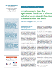 Investissements dans les agricultures familiales d’Afrique subsaharienne, sécurité foncière et formalisation des droits