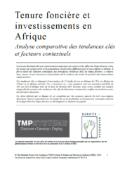 Tenure foncière et investissements en Afrique : Analyse comparative des tendances clés et facteurs contextuels