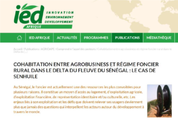 Cohabitation entre agrobusiness et régime foncier rural dans le Delta du Fleuve du Sénégal : le cas de Senhuile