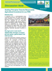 Guiding Principles Towards Responsible Agricultural Investment in Lao PDR