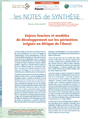 Note de synthèse n°23 :  Enjeux fonciers et modèles de développement sur les périmètres irrigués en Afrique de l’Ouest