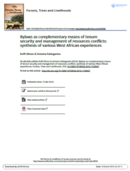 Bylaws as complementary means of tenure security and management of resources conflicts: synthesis of various West African experiences