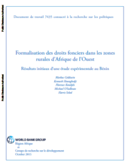 Formalisation des droits fonciers dans les zones rurales d’Afrique de l’Ouest Résultats initiaux d’une étude expérimentale au Bénin