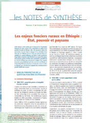 Note de synthèse n°11 : Les enjeux fonciers ruraux en Éthiopie – État, pouvoir et paysans