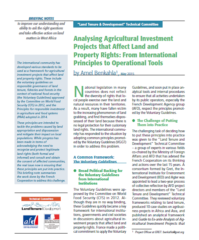 Analysing Agricultural Investment Projects that Affect Land and Property Rights : From International Principles to Operational Tools