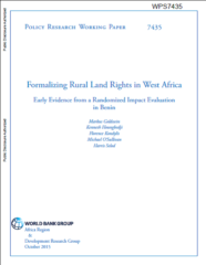 Formalizing Rural Land Rights in West Africa  : Early Evidence from a Randomized Impact Evaluation in Benin