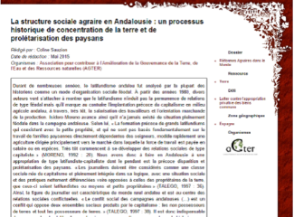 La structure sociale agraire en Andalousie : un processus historique de concentration de la terre et de prolétarisation des paysans