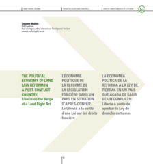 l’économie politique de la réforme de la législation foncière dans un pays en situation de post-conflit : le Libéria à la veille d’une loi sur les droits fonciers