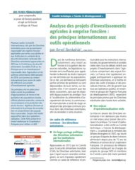 Analyse des projets d’investissements agricoles à emprise foncière : des principes internationaux aux outils opérationnels