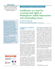 Briefing note : Certificates as a tool for securing land rights in Madagascar: Initial impressions and outstanding issues