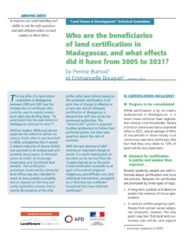 Briefing note : Who are the beneficiaries of land certification in Madagascar, and what effects did it have from 2005 to 2021?