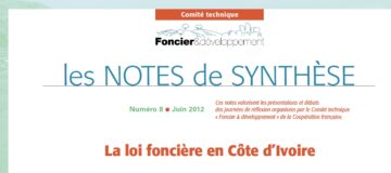 Note de synthèse n° 8 : la loi foncière en Côte d’Ivoire