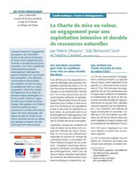 La Charte de mise en valeur, un engagement pour une exploitation intensive et durable des ressources naturelles