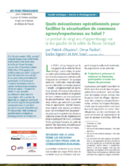 Fiche pédagogique : Quels mécanismes opérationnels pour faciliter la sécurisation de communs agrosylvopastoraux au Sahel?