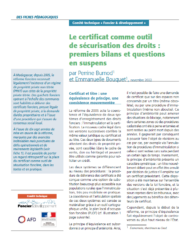 Fiche pédagogique : Le certificat comme outil de sécurisation des droits : premiers bilans et questions en suspens.