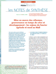 Note de synthèse n°30 : Mise en œuvre des réformes, gouvernance en temps de crise et développement : les enjeux du foncier agricole et rural au Mali